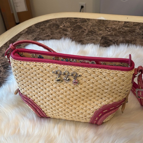 Brighton Pink and Tan Woven Clutch - Picture 1 of 8